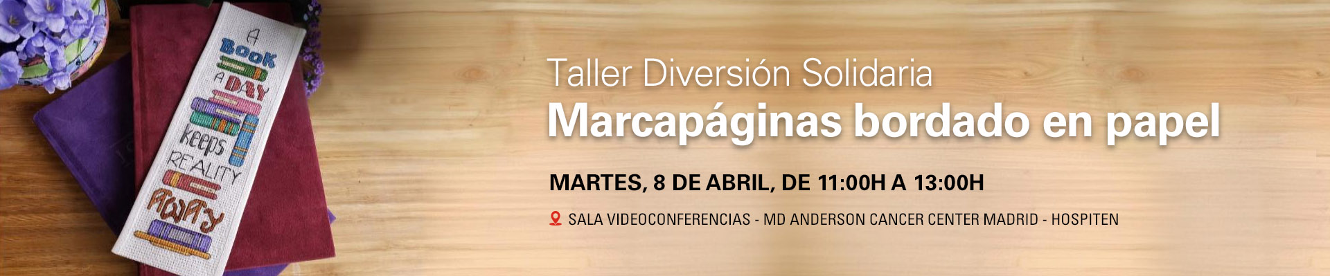 Taller Diversión Solidaria:  marcapáginas bordado en papel