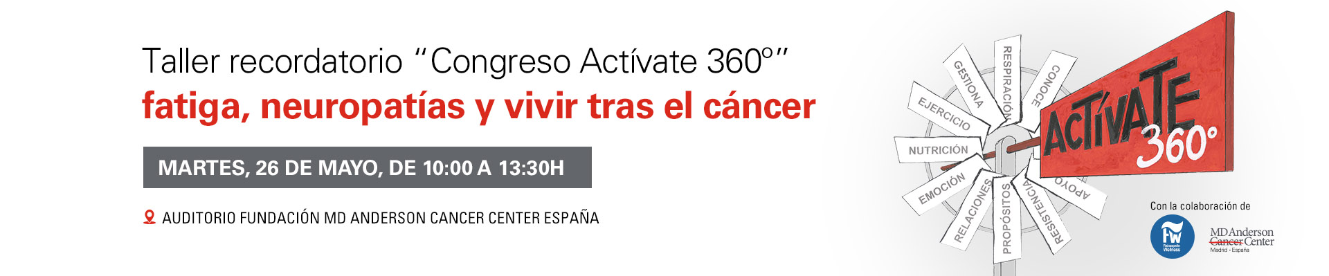 Taller recordatorio “Congreso Actívate 360º”,  fatiga, neuropatías y vivir tras el cáncer