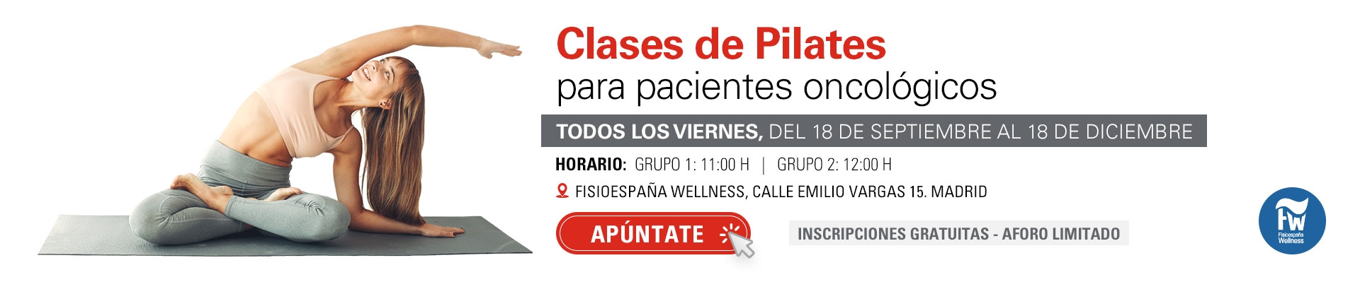 Clases de Pilates para pacientes de septiembre a diciembre 2026