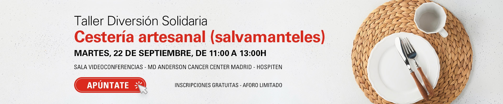 Taller Diversión Solidaria: cestería artesanal (salvamanteles)